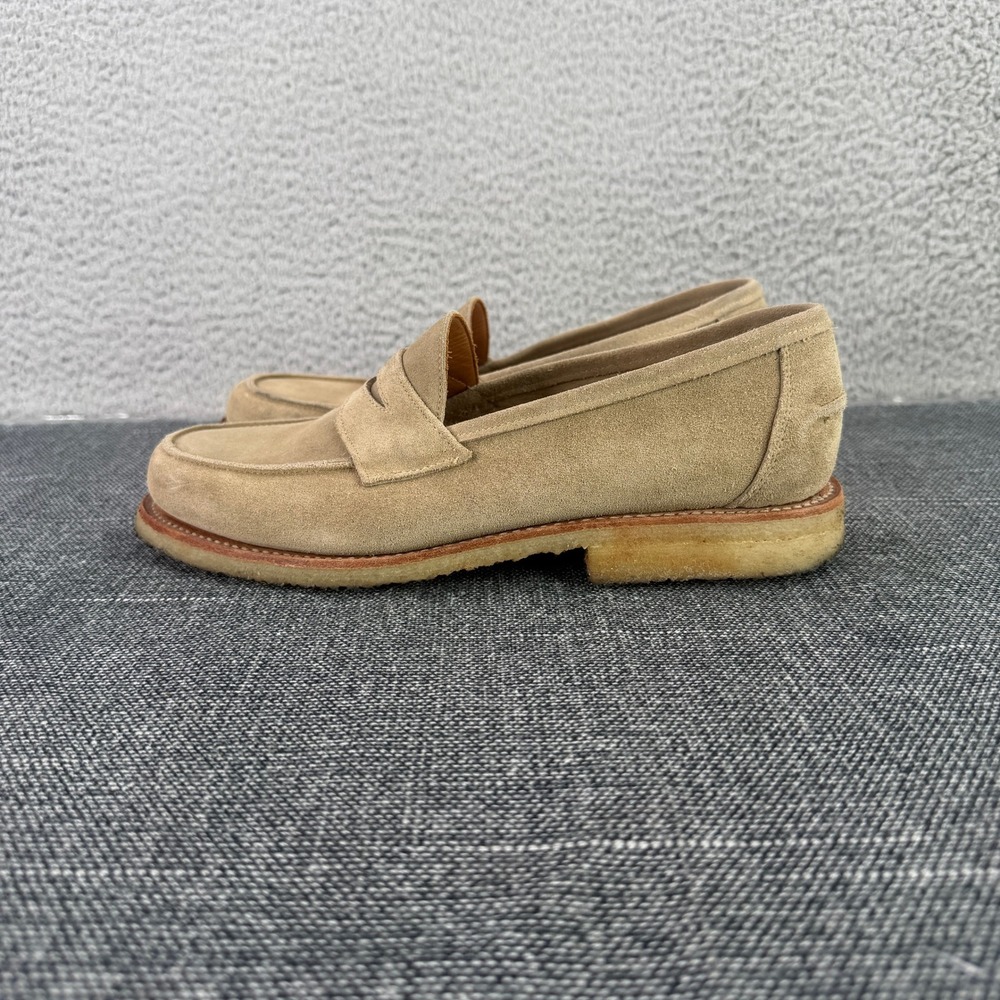 Sanders Penny Loafers Mens 7 Tan Suede Edwin 2115MKS Crepe Sole Made in England